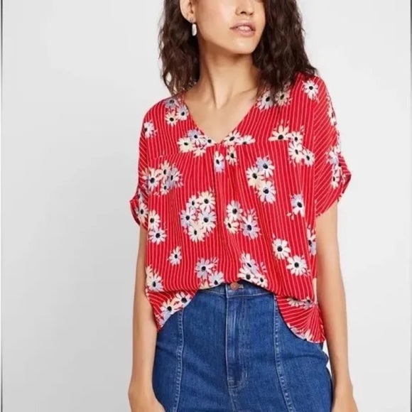 Madewell Floral Striped Button-Back Top, Size XS - Picture 2 of 4